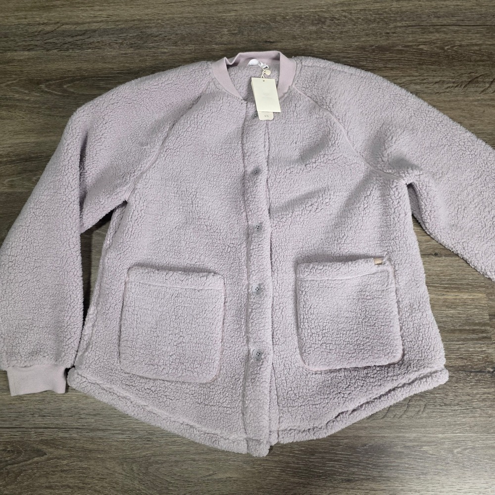 NEIWAI S Pajama Top‎ Cloud Gray New Sherpa Fleece Button Cardigan NW232WL5702